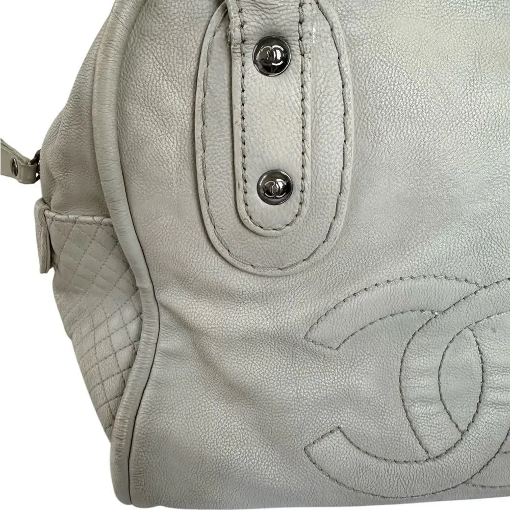 Chanel White Satchel with Iconic CC Logo